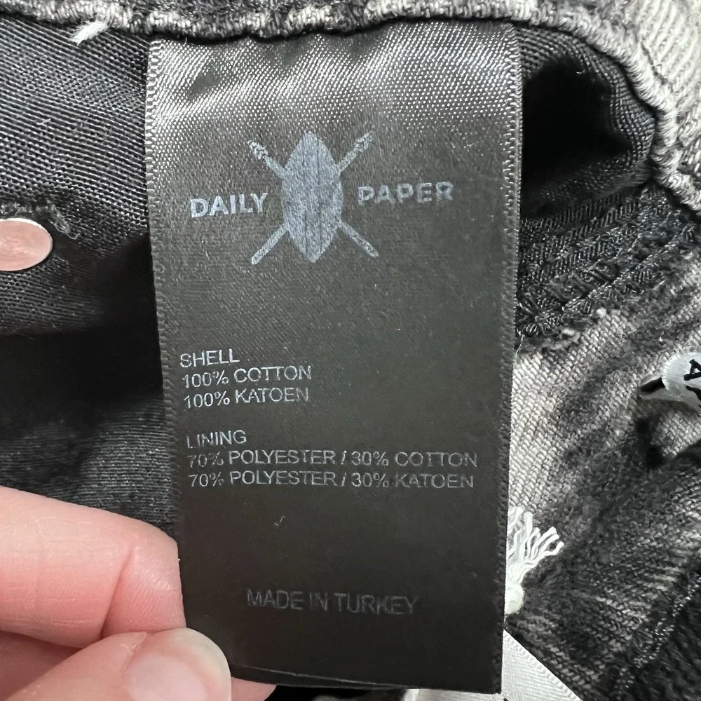 NEW! Daily Paper Huna Tie Dye Denim Skirt Shibori Black Grey Small Punk Grunge - Picture 12 of 13